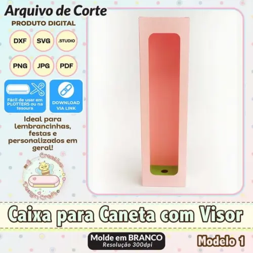 Arquivo Corte Silhouette Caixa para Caneta com Visor 1