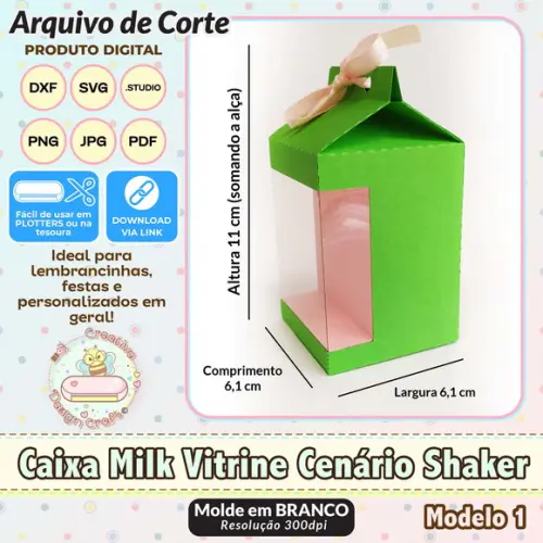 Arquivo Corte Silhouette Caixa Milk Vitrine Cenário Shaker
