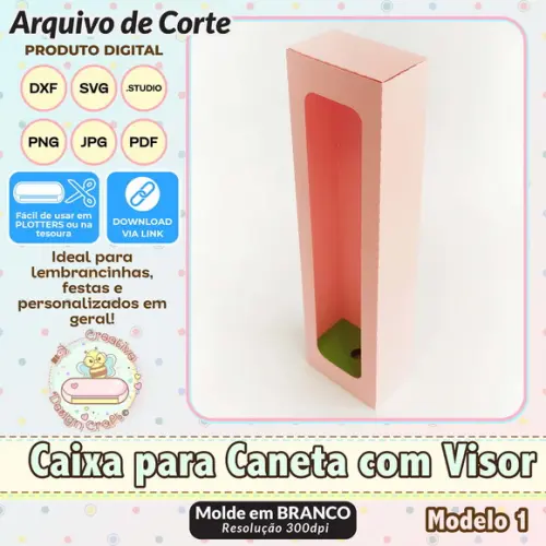 Arquivo Corte Silhouette Caixa para Caneta com Visor 1
