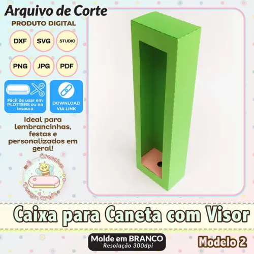 Arquivo Corte Silhouette Caixa para Caneta com Visor 2