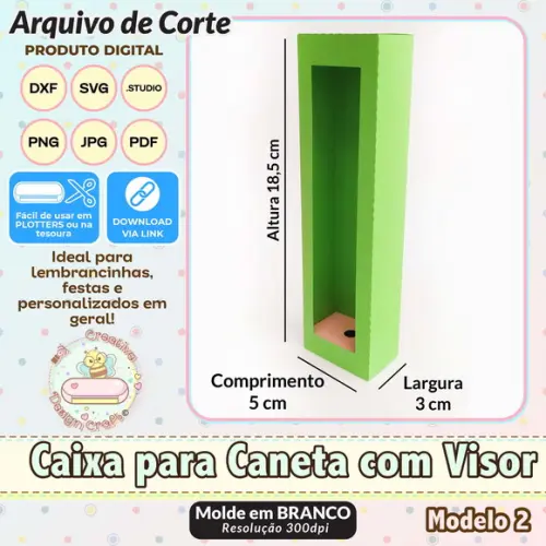 Arquivo Corte Silhouette Caixa para Caneta com Visor 2