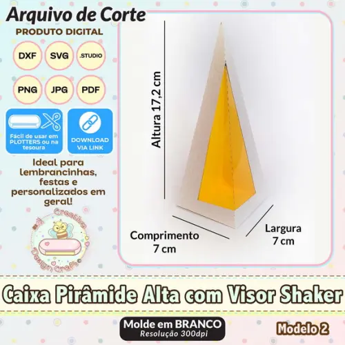 Arquivo Corte Silhouette Caixa Pirâmide Alta Visor Shaker 2