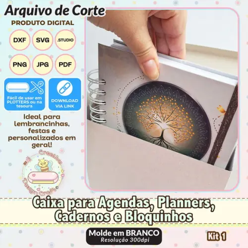 Arquivo de Corte Silhouette Caixa Agenda, Caderno, Planner 1