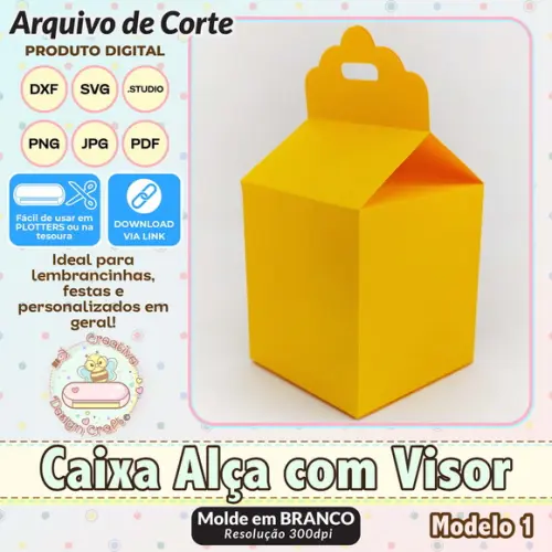Arquivo de Corte Silhouette Caixa Alça com Visor Modelo 1