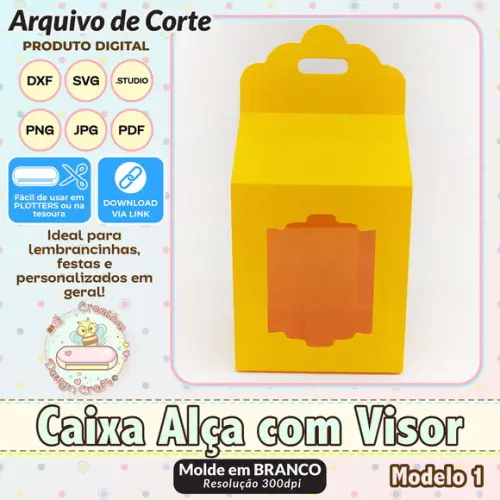 Arquivo de Corte Silhouette Caixa Alça com Visor Modelo 1