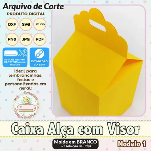 Arquivo de Corte Silhouette Caixa Alça com Visor Modelo 1