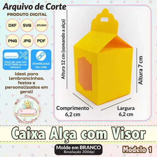 Arquivo de Corte Silhouette Caixa Alça com Visor Modelo 1