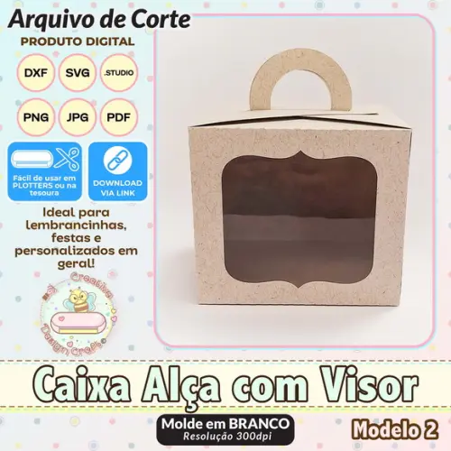 Arquivo de Corte Silhouette Caixa Alça com Visor Modelo 2