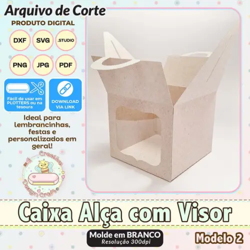 Arquivo de Corte Silhouette Caixa Alça com Visor Modelo 2