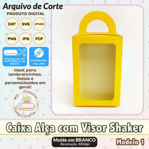 Arquivo de Corte Silhouette Caixa Alça com Visor Shaker 1