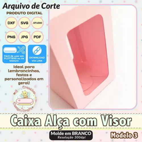 Arquivo de Corte Silhouette Caixa Alça com Visor Modelo 3