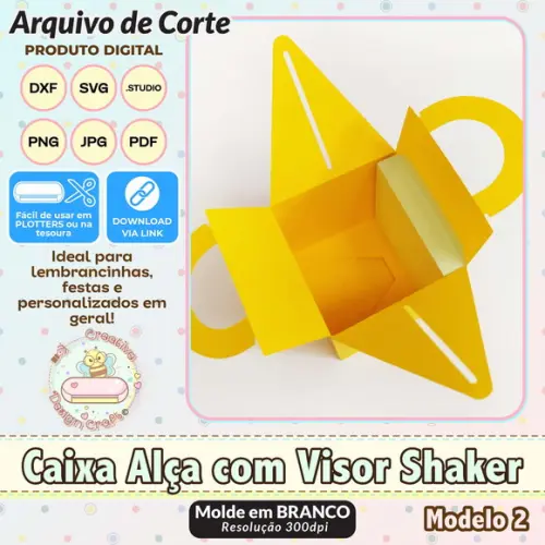 Arquivo de Corte Silhouette Caixa Alça com Visor Shaker 2
