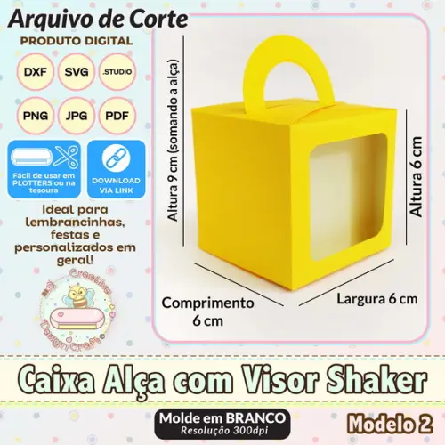 Arquivo de Corte Silhouette Caixa Alça com Visor Shaker 2