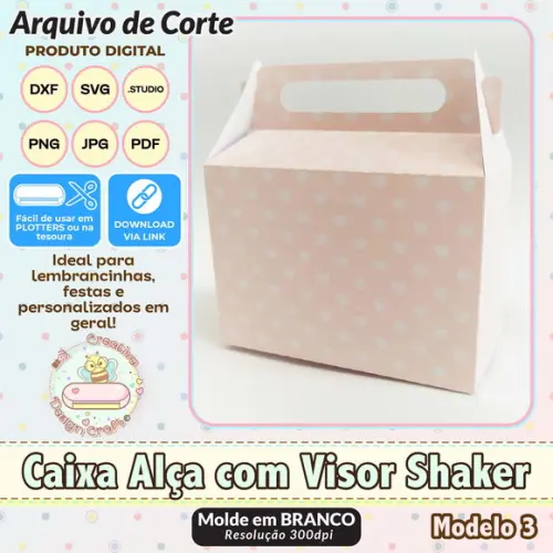 Arquivo de Corte Silhouette Caixa Alça com Visor Shaker 3