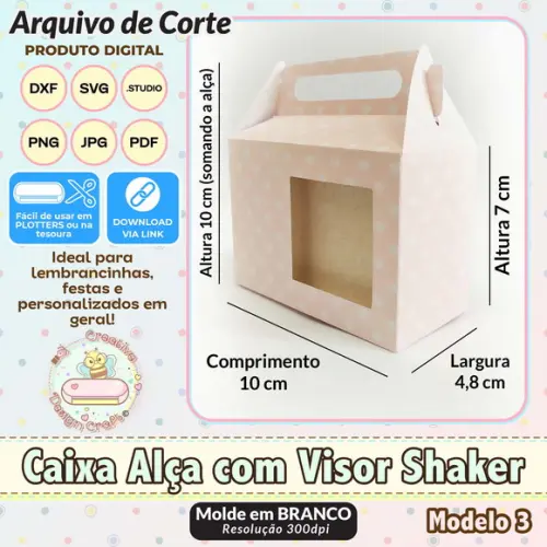 Arquivo de Corte Silhouette Caixa Alça com Visor Shaker 3