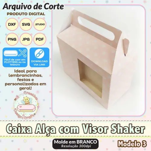 Arquivo de Corte Silhouette Caixa Alça com Visor Shaker 3