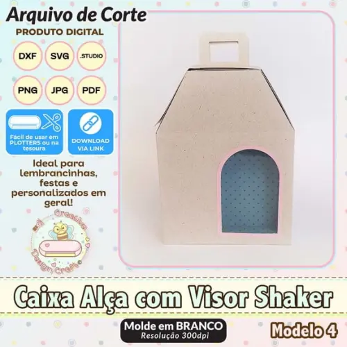 Arquivo de Corte Silhouette Caixa Alça com Visor Shaker 4