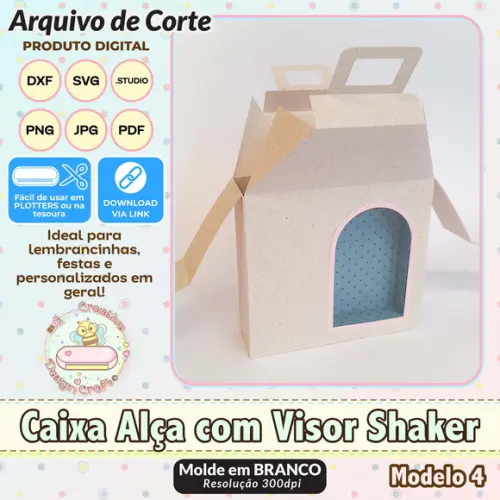 Arquivo de Corte Silhouette Caixa Alça com Visor Shaker 4