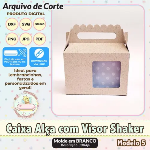 Arquivo de Corte Silhouette Caixa Alça com Visor Shaker 5