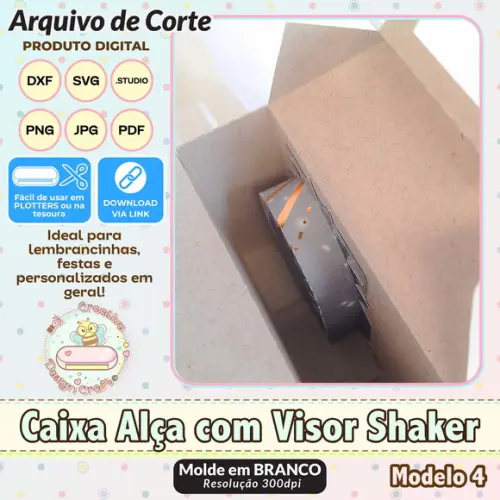 Arquivo de Corte Silhouette Caixa Alça com Visor Shaker 4