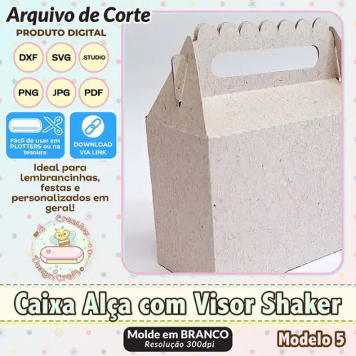 Arquivo de Corte Silhouette Caixa Alça com Visor Shaker 5