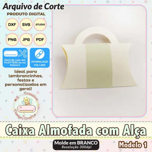 Arquivo de Corte Silhouette Caixa Almofada com Alça Modelo 1