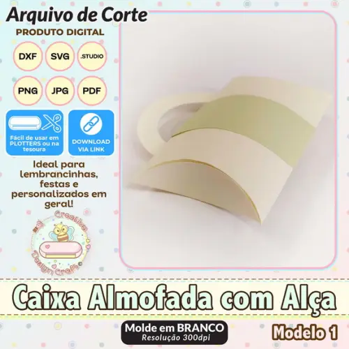 Arquivo de Corte Silhouette Caixa Almofada com Alça Modelo 1