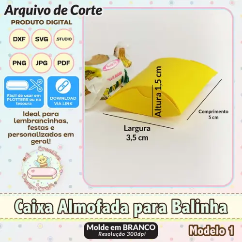 Arquivo de Corte Silhouette Caixa Almofada para Balinha