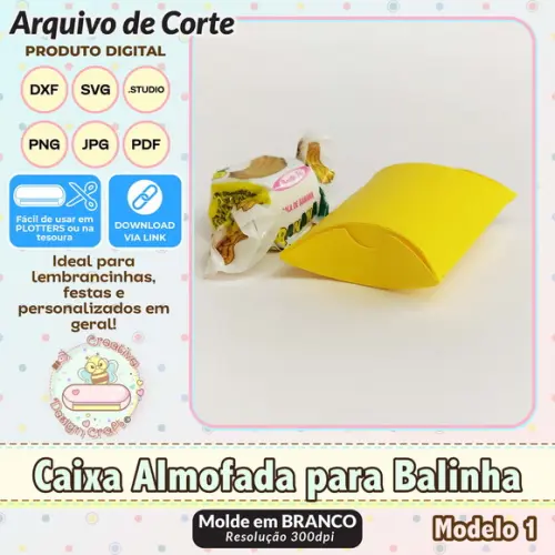 Arquivo de Corte Silhouette Caixa Almofada para Balinha