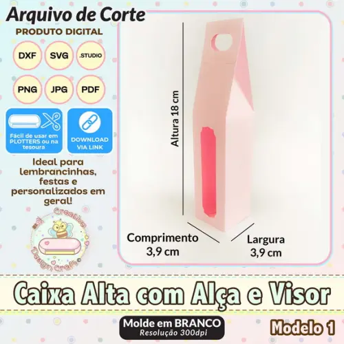 Arquivo de Corte Silhouette Caixa Alta com Alça e Visor 1