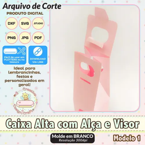 Arquivo de Corte Silhouette Caixa Alta com Alça e Visor 1