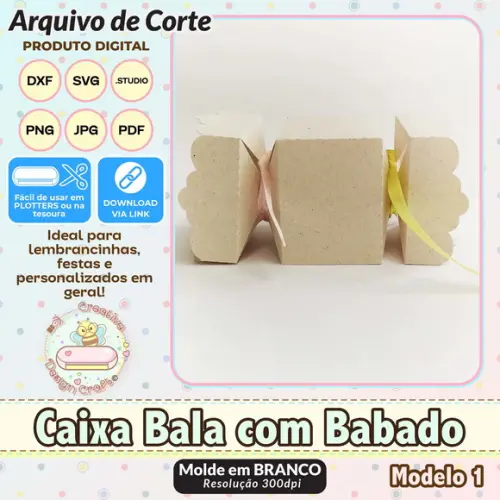 Arquivo de Corte Silhouette Caixa Bala com Babado