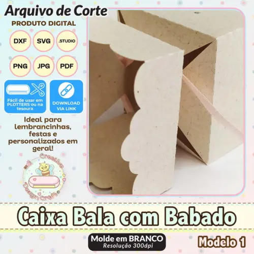 Arquivo de Corte Silhouette Caixa Bala com Babado