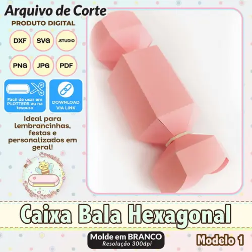 Arquivo de Corte Silhouette Caixa Bala Hexagonal Modelo 1