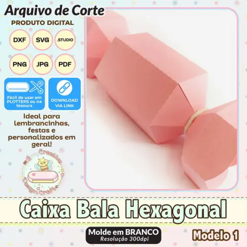 Arquivo de Corte Silhouette Caixa Bala Hexagonal Modelo 1