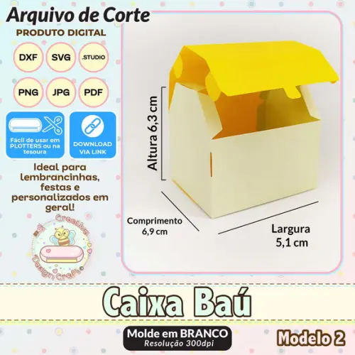 Arquivo de Corte Silhouette Caixa Baú Modelo 2