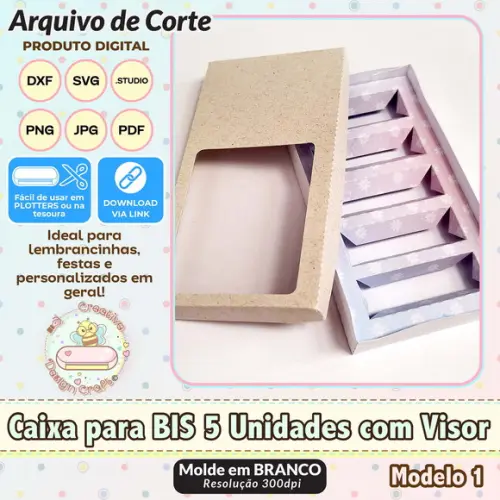 Arquivo de Corte Silhouette Caixa Bis 5 Unidades Visor