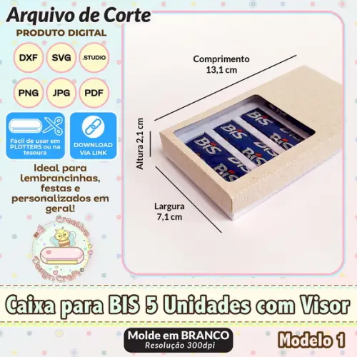 Arquivo de Corte Silhouette Caixa Bis 5 Unidades Visor