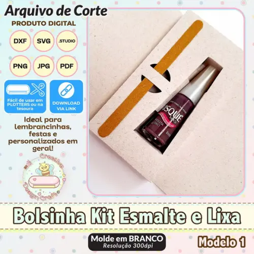 Arquivo de Corte Silhouette Caixa Bolsinha Kit Esmalte Lixa