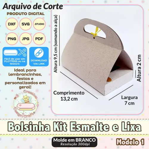 Arquivo de Corte Silhouette Caixa Bolsinha Kit Esmalte Lixa