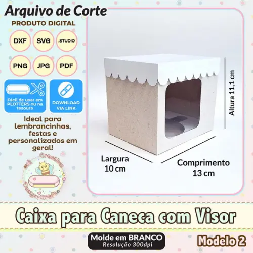 Arquivo de Corte Silhouette Caixa Caneca com Visor 2