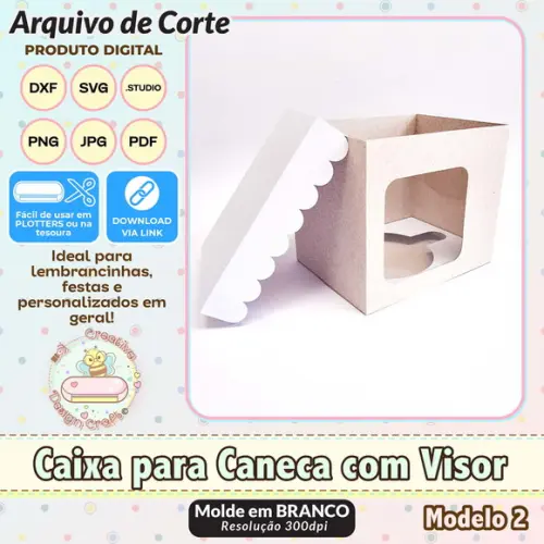 Arquivo de Corte Silhouette Caixa Caneca com Visor 2