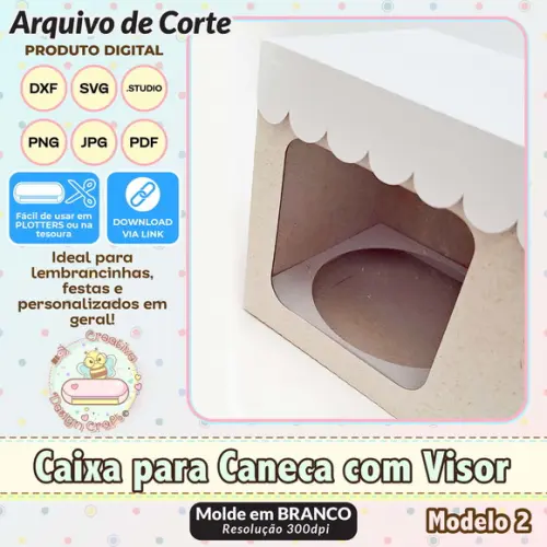 Arquivo de Corte Silhouette Caixa Caneca com Visor 2