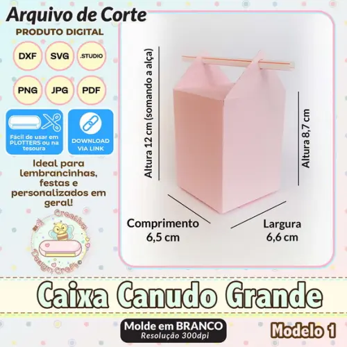 Arquivo de Corte Silhouette Caixa Canudo Grande