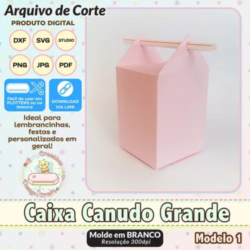 Arquivo de Corte Silhouette Caixa Canudo Grande