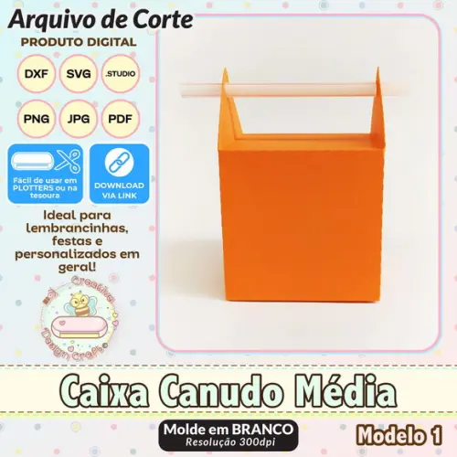 Arquivo de Corte Silhouette Caixa Canudo Média