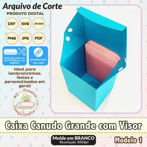 Arquivo de Corte Silhouette Caixa Canudo Grande com Visor