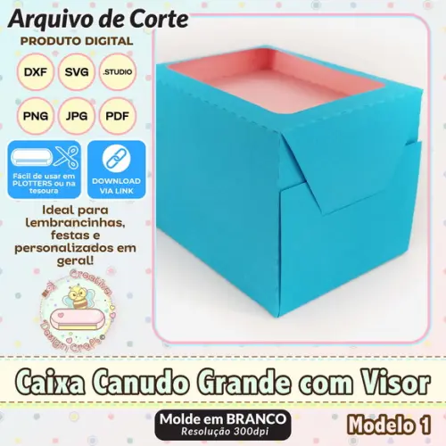 Arquivo de Corte Silhouette Caixa Canudo Grande com Visor