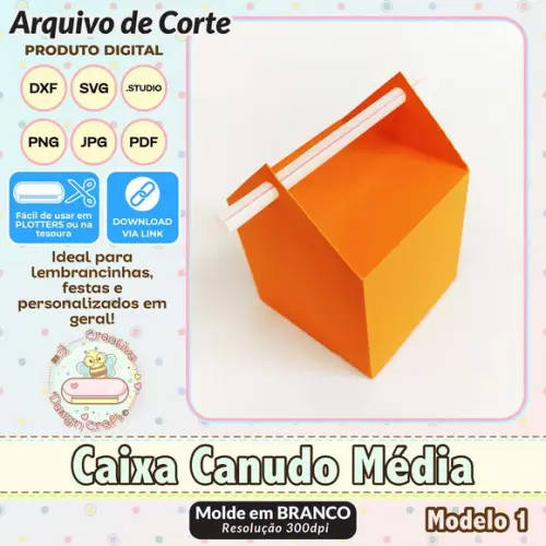 Arquivo de Corte Silhouette Caixa Canudo Média