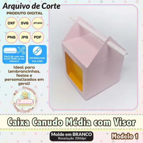 Arquivo de Corte Silhouette Caixa Canudo Média com Visor